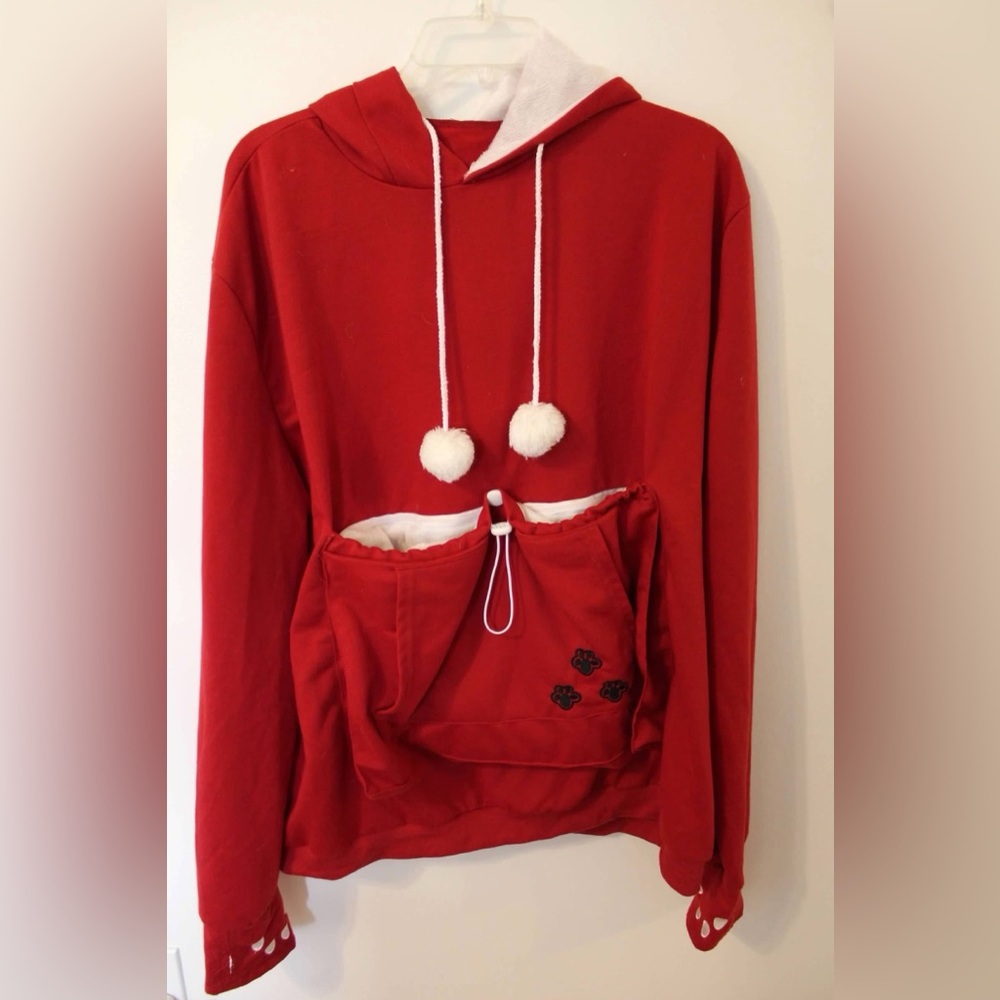 Red pet pouch hoodie